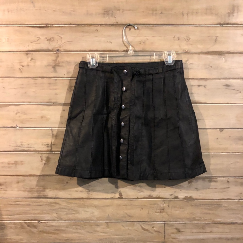Free people vegan leather button front skirt